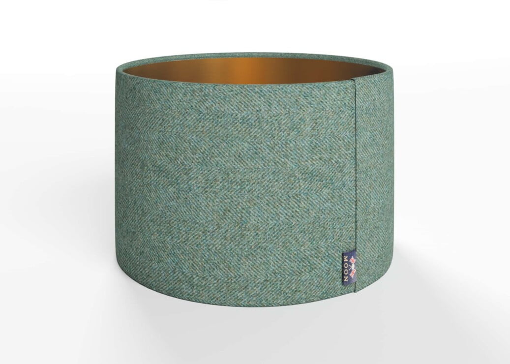 Abraham Moon Lampshade In Teal, Arran Teal Lampshade Copper Lampshade, Copper Inner Lining
