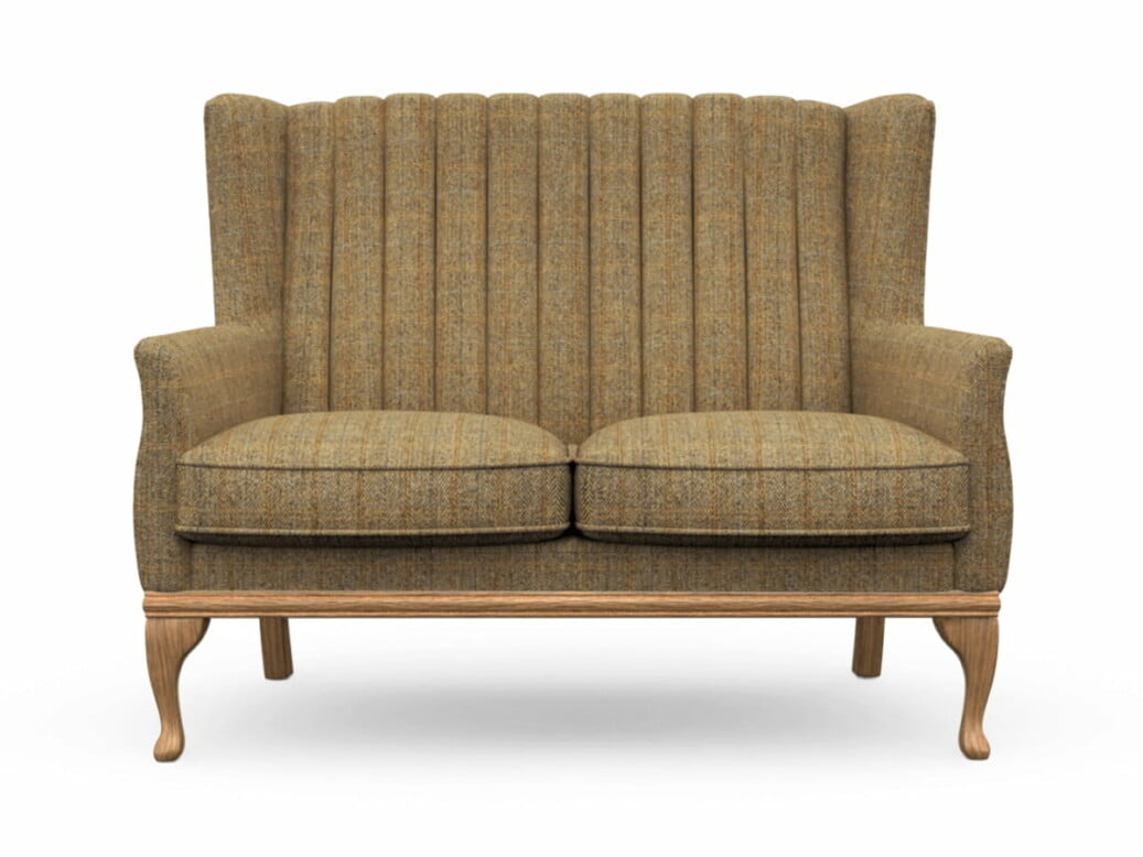 Harris Tweed Herringbone Moss, Blakeney 2 Compact Sofa In Harris Tweed