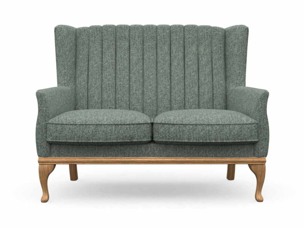 Harris Tweed Herringbone Slate, Blakeney 2 Compact Sofa In Harris Tweed