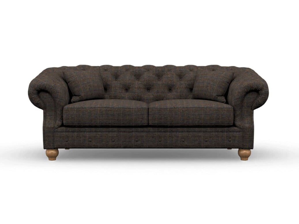 Harris Tweed Herringbone Charcoal, Deepdale Medium Sofa In Harris Tweed