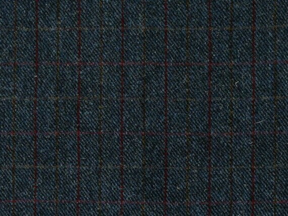 Harris Tweed navy fabric, heringbone upholstery fabric