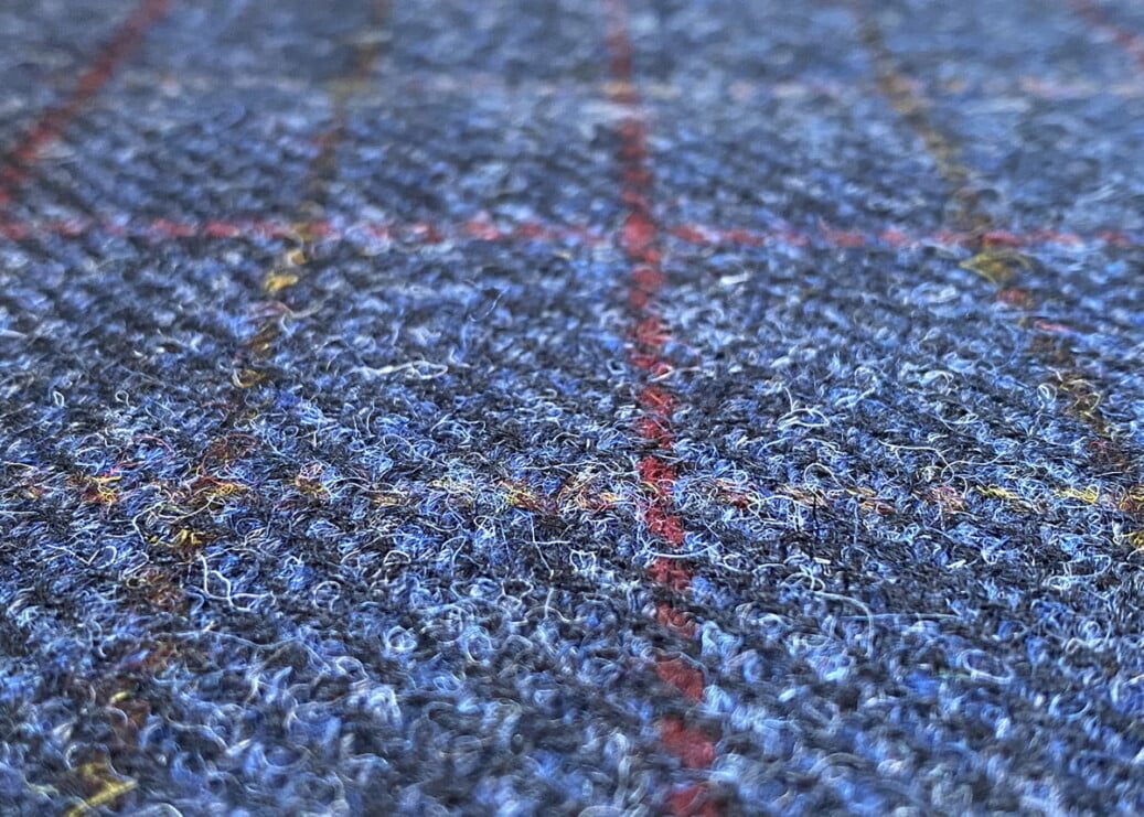 Harris Tweed Herringbone Denim Fabric Close-Up