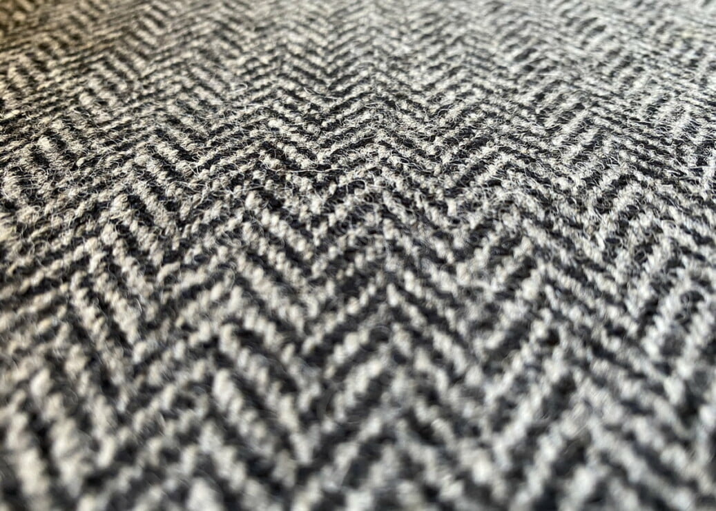 Harris Tweed Herringbone Slate Fabric Close-Up