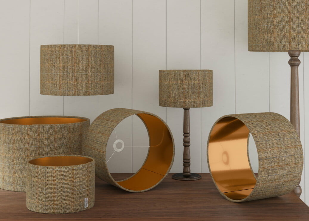 Beige Lampshades, Copper Backing Beige Lampshades