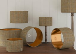 beige lampshades, copper backing beige lampshades
