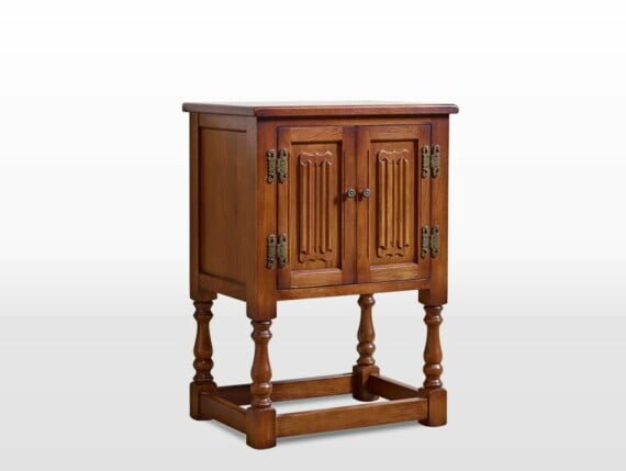Old Charm Pedestal Cabinet in Light Oak Traditional Angled Image