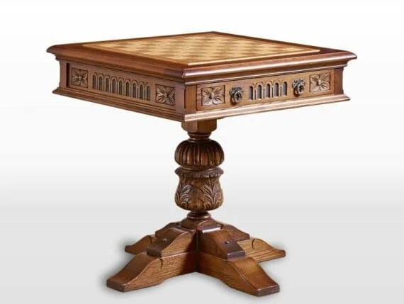 Old Charm Games Table in Light Oak Traditional Angled Image