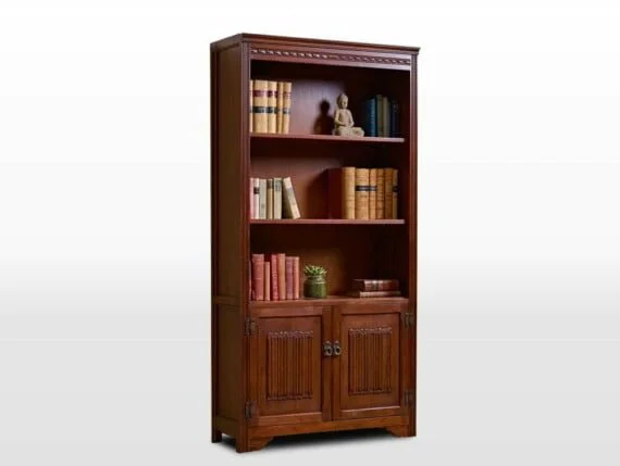 Old Charm Bookcase in Tudor Brown Traditional Angled Image