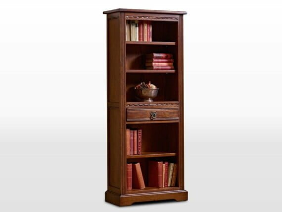 Old Charm Narrow Bookcase in Light Oak Traditional Angled Image