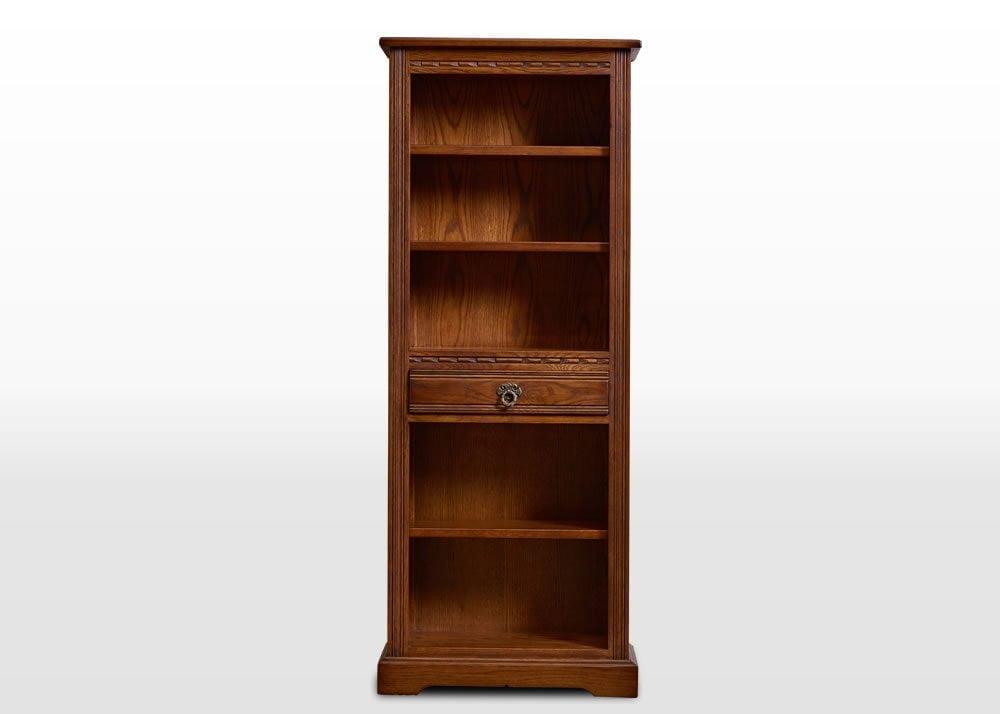 Old Charm Narrow Bookcase In Light Oak Traditional Straight On Image