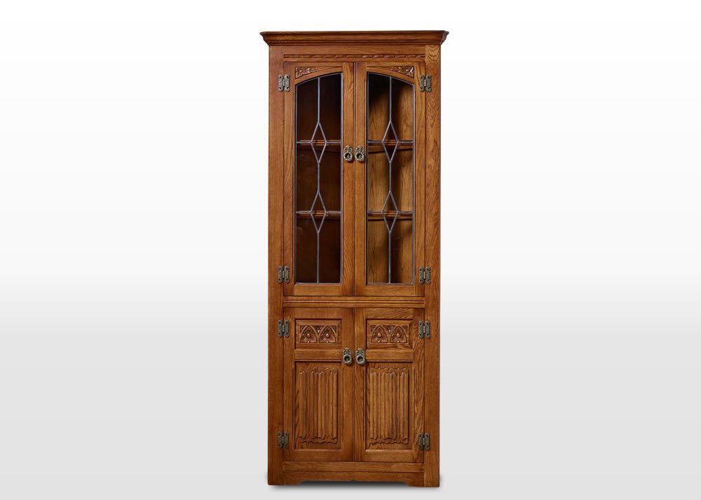Old Charm Corner Cabinet In Light Oak Traditional Angled Image