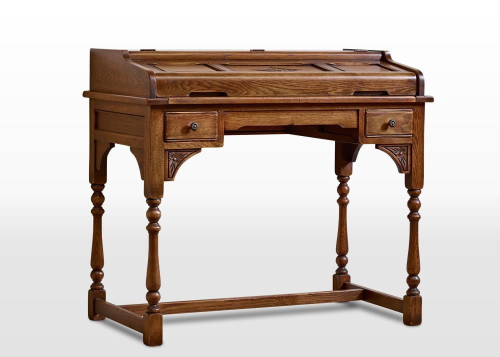 Old Charm Writing Desk In Chestnut Traditional Angled Image