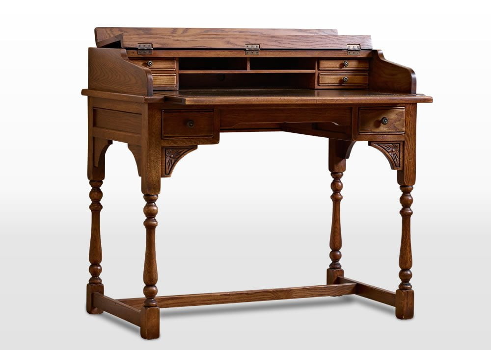 Old Charm Writing Desk In Chestnut Traditional Straight On Image