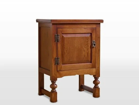 Old Charm Single Pedestal Cabinet in Light Oak Traditional Angled Image