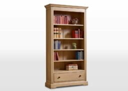 Old Charm Bookcase with Drawer in Fumed Oak Traditional Angled Image