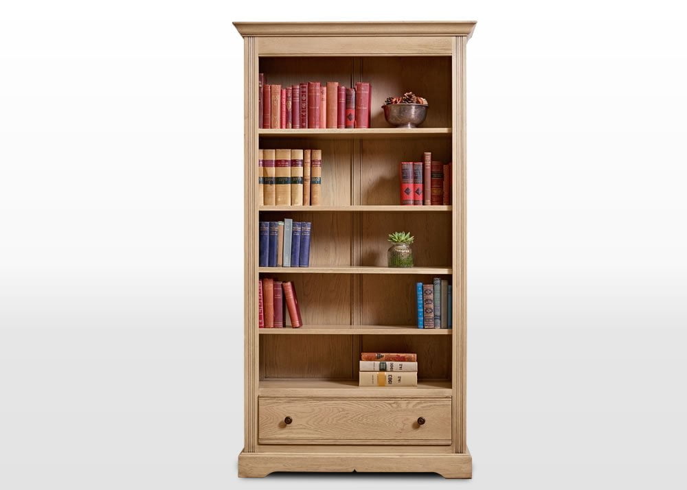 Old Charm Bookcase With Drawer In Fumed Oak Traditional Straight On Image