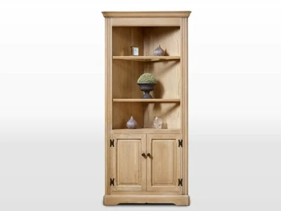 Old Charm Corner Cabinet in Fumed Oak Traditional Angled Image