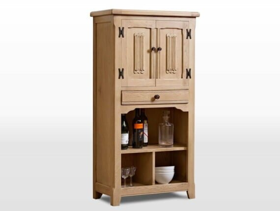 Old Charm Drinks Cabinet in Fumed Oak Traditional Angled Image