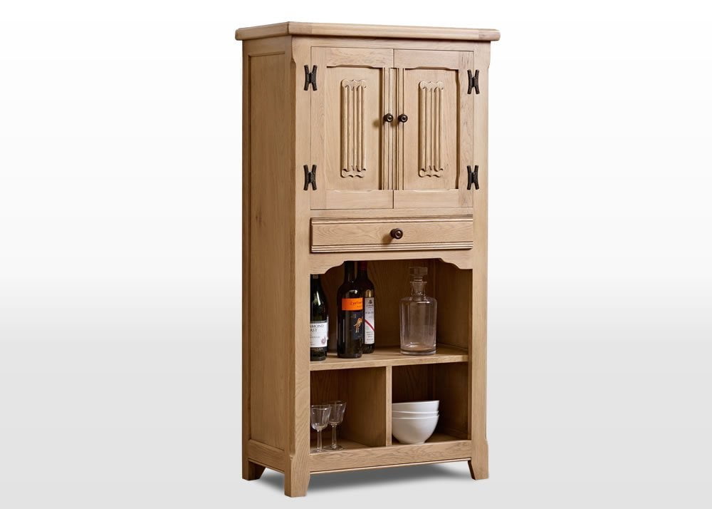Old Charm Drinks Cabinet In Fumed Oak Traditional Angled Image