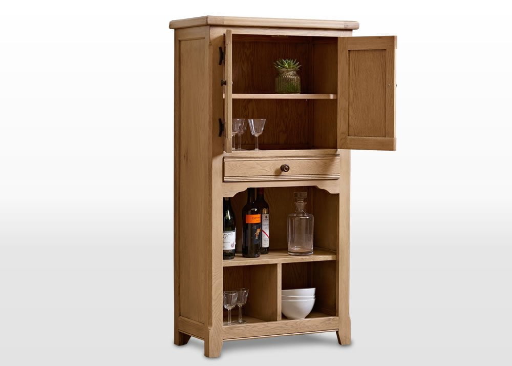 Old Charm Drinks Cabinet In Fumed Oak Traditional Straight On Image