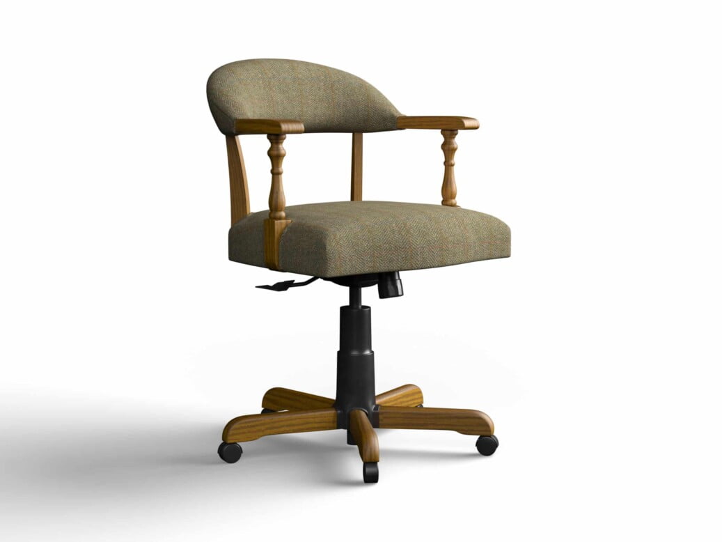 Designer Chair Gallery Captains Chair In Harris Tweed Herringbone Fern With Light Oak Legs