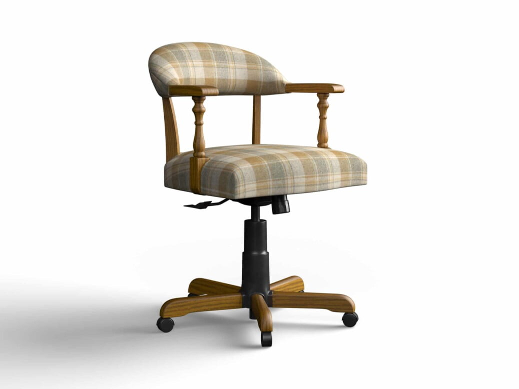 Designer Chair Gallery Captains Chair In Tartan Mustard With Light Oak Legs
