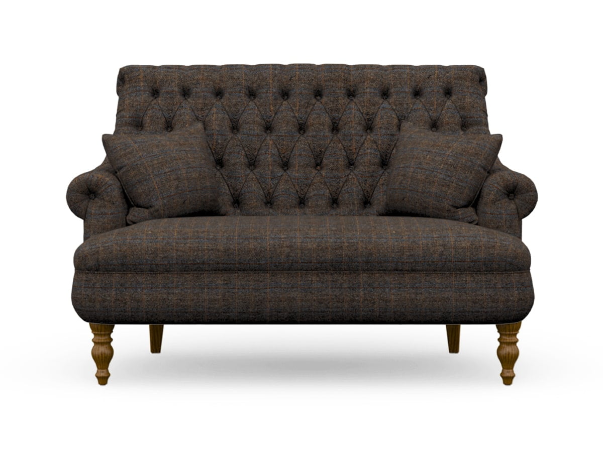 Harris Tweed Herringbone Charcoal, Pickering Compact Sofa In Harris Tweed