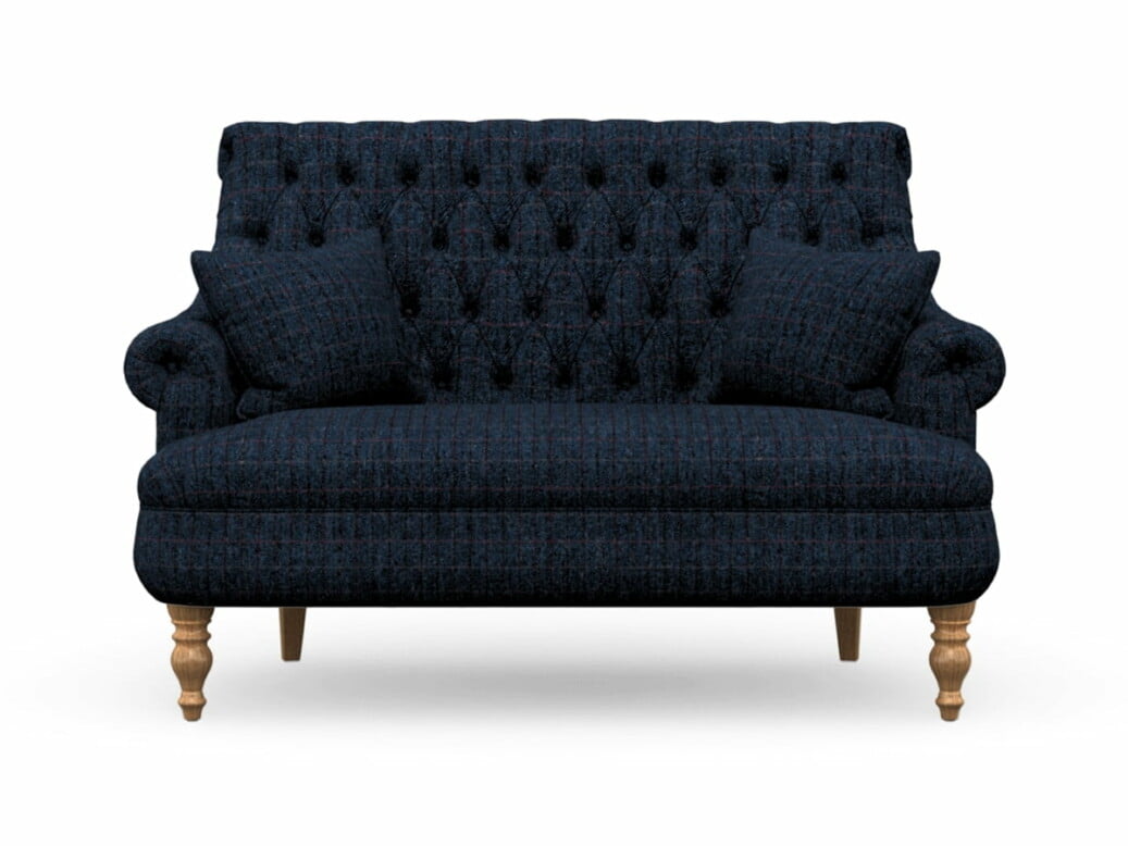 Harris Tweed Herringbone Denim, Pickering Compact Sofa In Harris Tweed