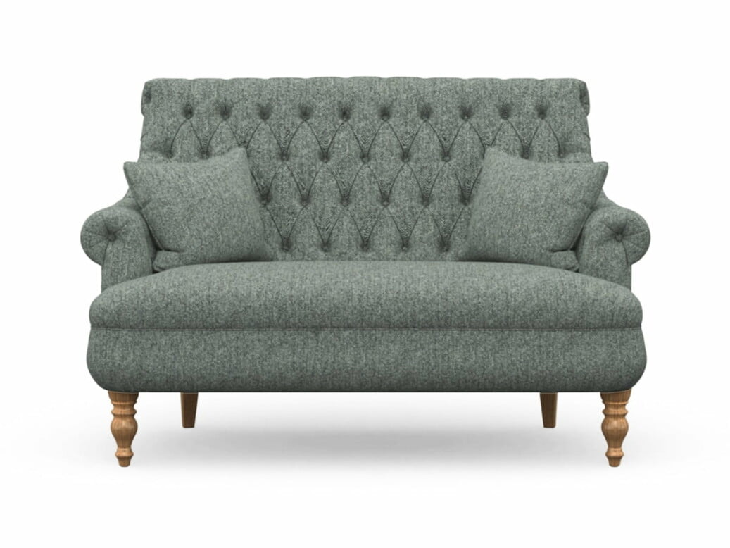 Harris Tweed Herringbone Slate, Pickering Compact Sofa In Harris Tweed