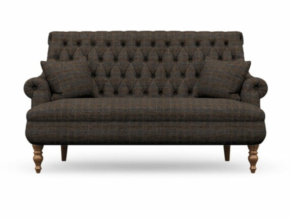 Harris Tweed Herringbone Charcoal, Pickering 3 Seater Compact Sofa in Harris Tweed