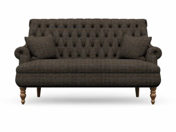 Harris Tweed Herringbone Charcoal, Pickering 3 Seater Compact Sofa in Harris Tweed