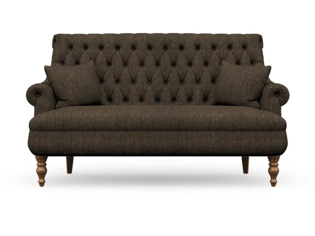 Harris Tweed Herringbone Forest, Pickering 3 Seater Compact Sofa In Harris Tweed