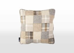 beige patchwork cushion, wool patchwork cushion