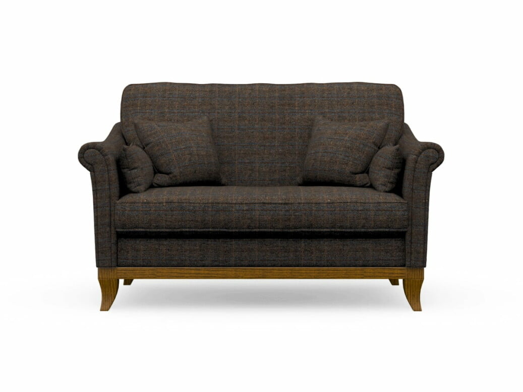 Harris Tweed Weybourne Compact Sofa In Herringbone Charcoal With Light Oak Coloured Legs