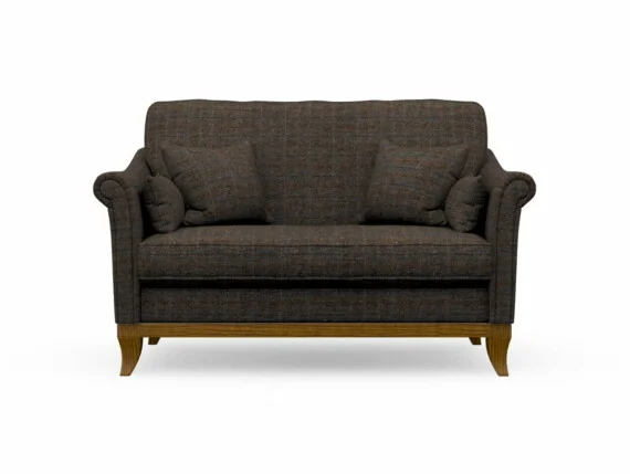 Harris Tweed Weybourne Compact Sofa in Herringbone Charcoal with Light Oak coloured legs
