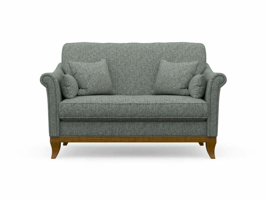 Harris Tweed Weybourne Compact Sofa In Herringbone Slate With Light Oak Coloured Legs