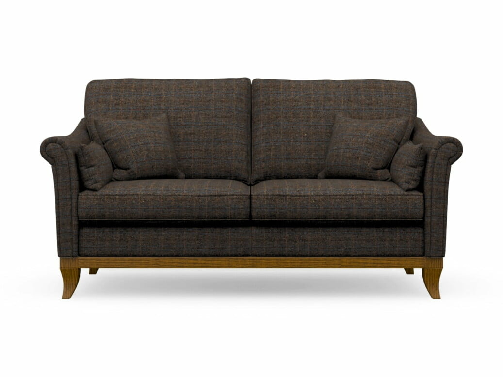 Harris Tweed Weybourne Medium Sofa In Herringbone Charcoal With Light Oak Coloured Legs