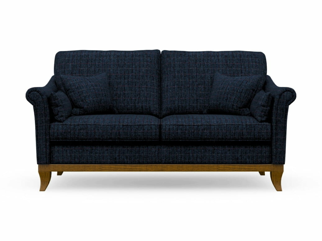 Harris Tweed Weybourne Medium Sofa In Herringbone Denim With Light Oak Coloured Legs