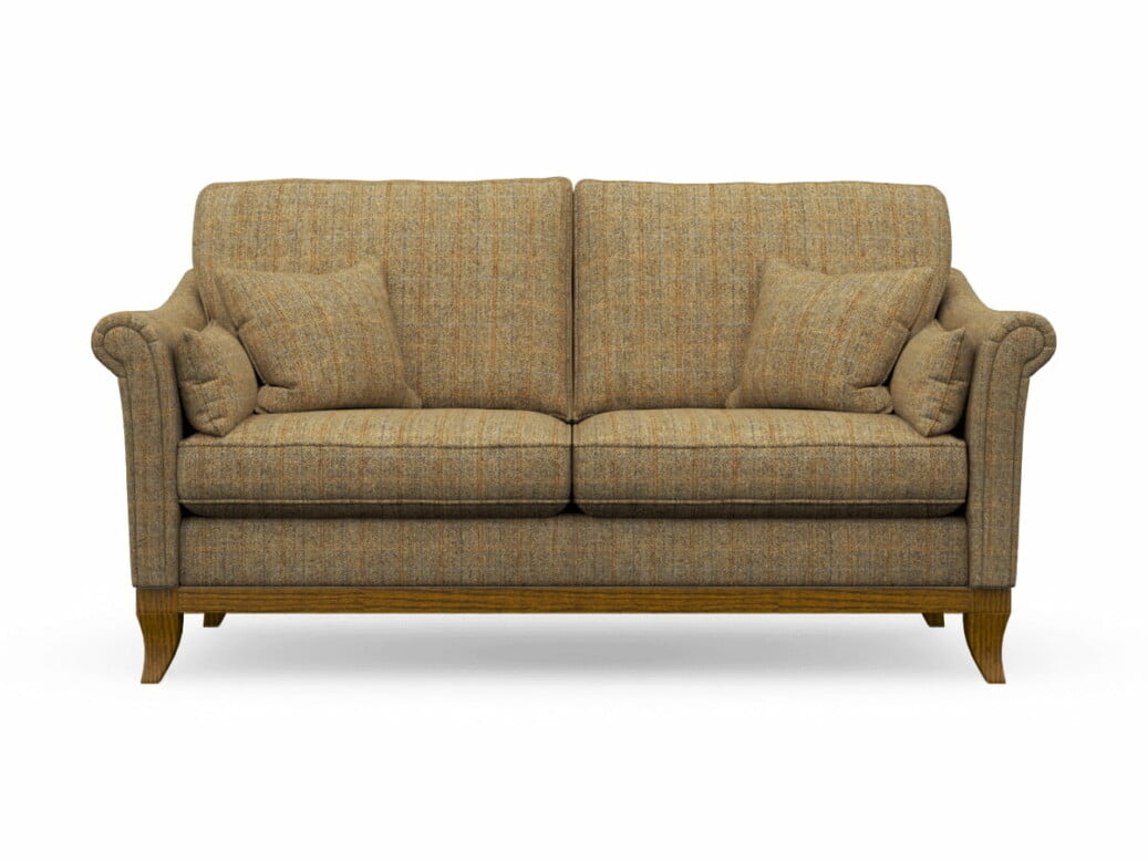 Harris Tweed Weybourne Medium Sofa In Herringbone Moss With Light Oak Coloured Legs