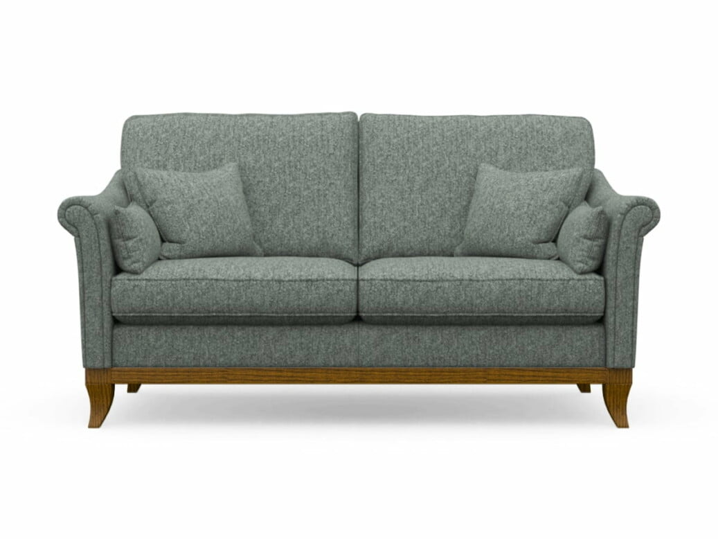 Harris Tweed Weybourne Medium Sofa In Herringbone Slate With Light Oak Coloured Legs