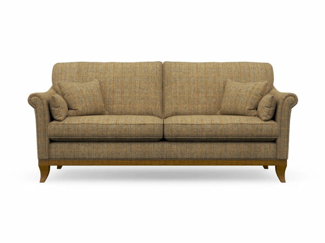 Harris Tweed Weybourne Large Sofa In Herringbone Moss With Light Oak Coloured Legs
