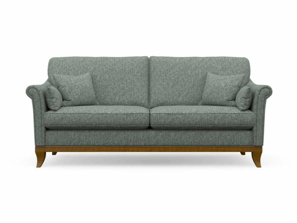 Harris Tweed Weybourne Large Sofa In Herringbone Slate With Light Oak Coloured Legs